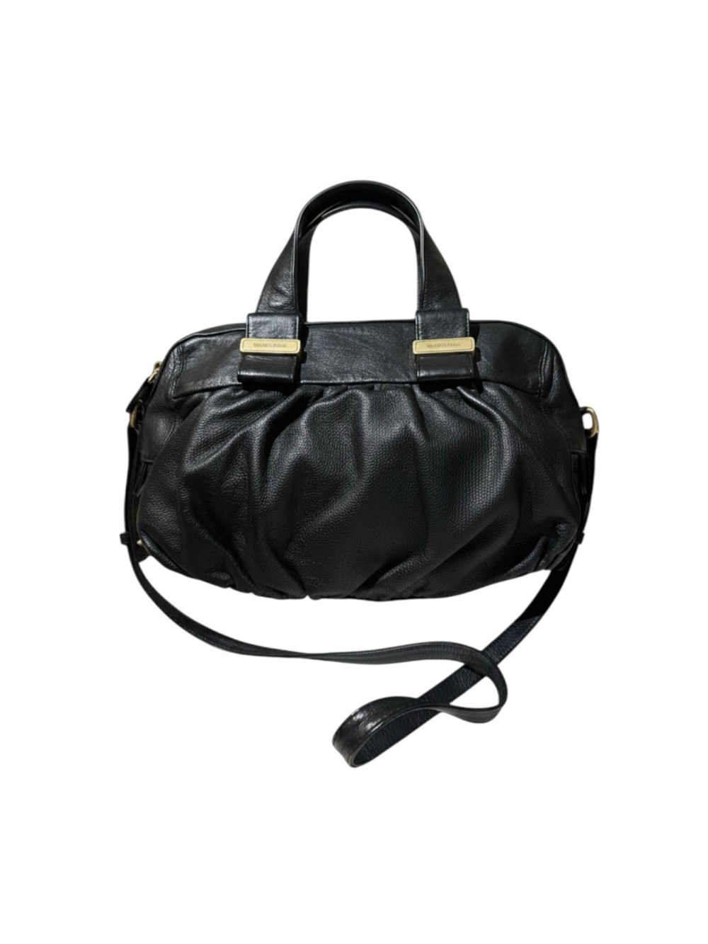 See by Chloe Black Leather Pleated Top Handle Bowler Boston 2way Satchel Auth